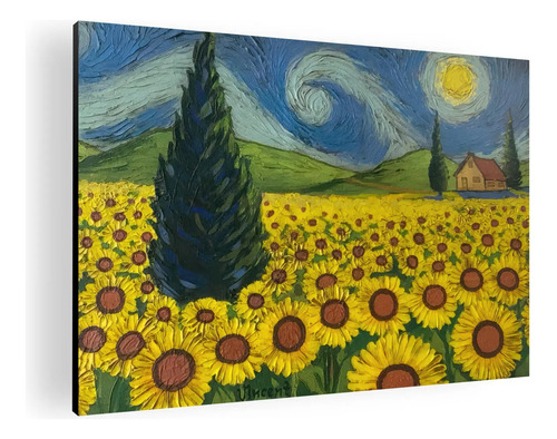 Cuadro Decorativo Campo De Girasoles De Van Gogh 42x30 Mdf