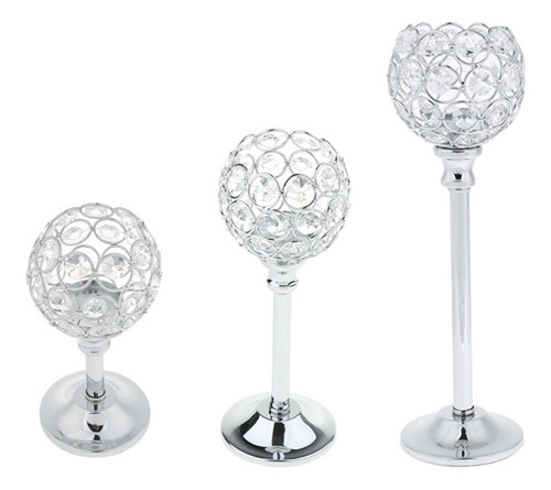 A 3 Unids Candelabros Cristal De Mosaico Lámpara De Mesa Luz