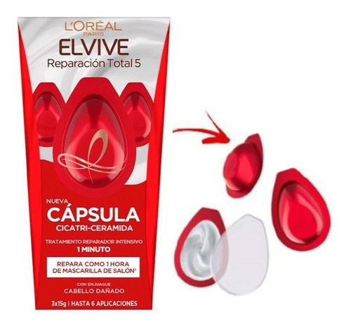 Elvive Cápsulas Para El Cabello Reparación Total 3x15ml