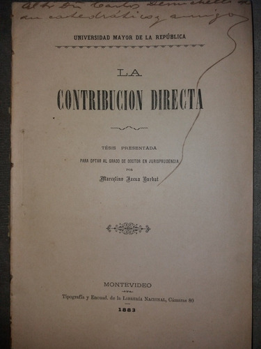 Tesis De Marcelino Izcua Barbat 1883 Contribución Directa 