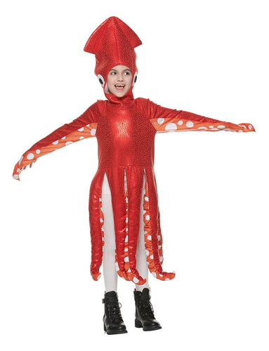 Disfraz De Calamar Para Niños, Color Rojo, Disfraz De
