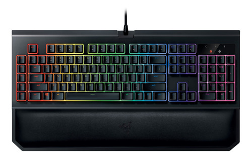 Teclado gamer Razer BlackWidow Chroma V2 QWERTY inglés US color negro con luz RGB