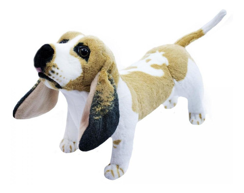 Cachorro Basset Hound Realista Em Pé 40cm Pelúcia Fofy Toy