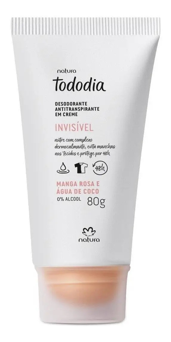 Desodorante Invisível Natura Tododia Em Creme 80g Fragrância Manga rosa e água de coco