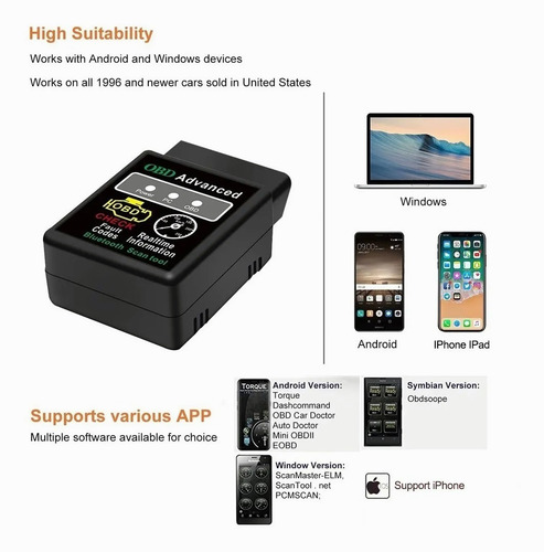 Imagen 6 de 10 de Escaner Automotriz Hh Obd2 Elm327 V1.5 Bluetooth 5.1