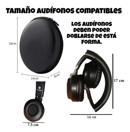 & Estuche Funda Case Audífonos Grande Vinil For Diademas