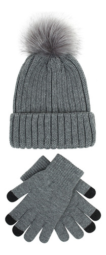 Conjunto De Gorros Holgados De Piel Sintética Con Pompones,