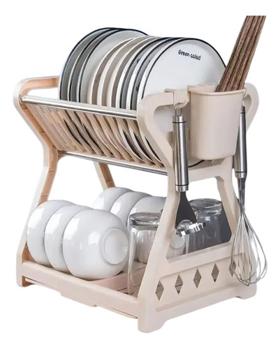 Escurridor De Platos Vajilla 2 Niveles Con Soporte Para Cubi