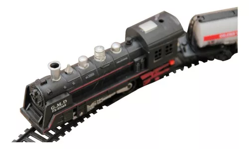 Trem Brinquedo Trenzinho Pista 85,5cm Locomotiva Luz Som Cor Preto