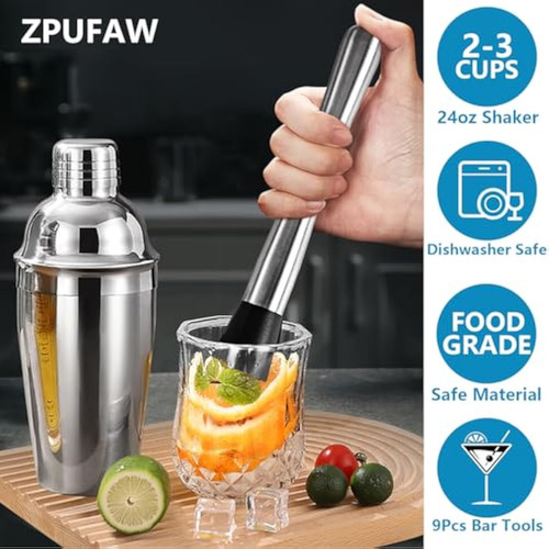 Juego De Coctelera De 24 Onzas, 9 Piezas, Kit De