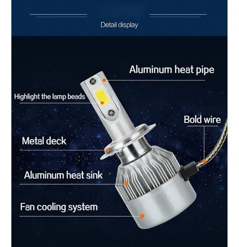C6 Faro H4 Led Coche Led Faro H11 H3 Luz Antiniebla H7 9012