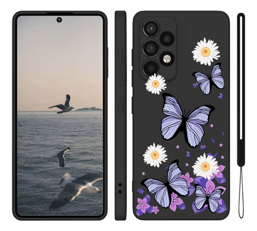 Funda Para Samsung De Silicona Diseño De Mariposa + Correas