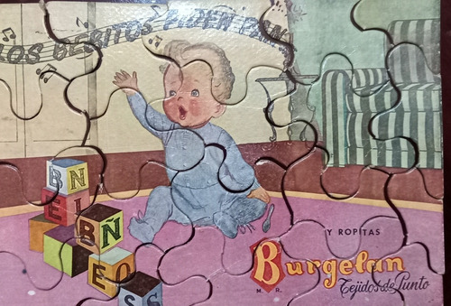 Antiguo Rompecabezas Publicidad Burgelan Tejido De Puntos