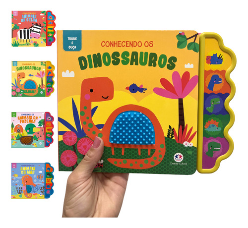 Livro Sonoro Com Texturas - Toque E Ouça | Conhecendo Os Animais Da Selva, Do Mar, Da Fazenda E Dinossauros | Ciranda Cultural