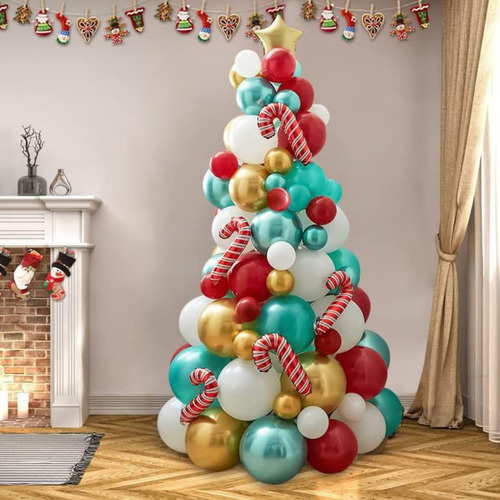 Decoración Con Globos Arbol De Navidad Christmas Tree 114 Pz