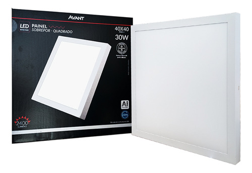 Painel Plafon Led Sobrepor 30w 40x40 Quadrado Branco Frio