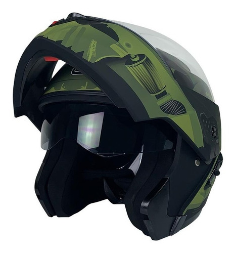 Casco Roda Revenge Verde Army Militar Matte Abatible Dot