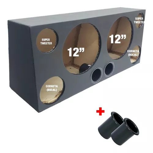 Caixa Bob Vazia P/Alto Falante de 12 (SubWoofer) + 1 Tweeter + 1 Driver + 1  Player C/ Duto de 3 Polegadas - Desconto no Preço