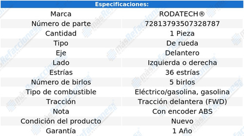 Maza Rueda Delantera Izq/der Jetta L4 1.4l Fwd 13-18