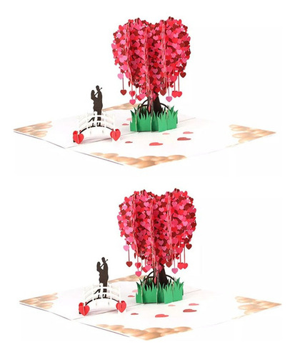 A@gift Shop Tarjeta 3d Con Diseño De 2 Corazones De Amor,