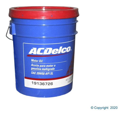 Aceite Multigrado Combustible Acdeco 20w50 Sl 19l (1 Cubeta)