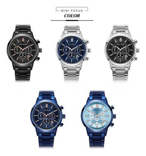Reloj De Hombre De Negocios Clásico De Lujo Mini Focus Color Del Fondo Azul/blanco