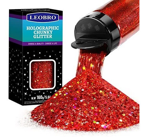 Glitter Grueso Escama 160g Rojo Rubi Laser