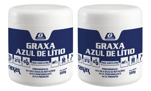 Kit 2 Graxa De Lítio Azul Para Rolamento Garin 500g