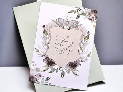 Tarjetas Invitación Flores Mariposa Escudo Boda 15 Años