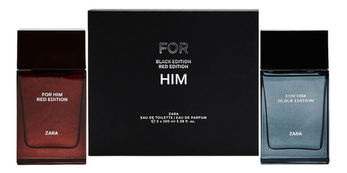 Pack Zara For Him Edition Black Edt + Red Edp - 2x100ml