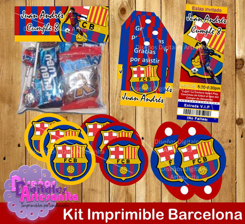 Kit Imprimible Personalizado Fc Barcelona Futbol Real Madrid