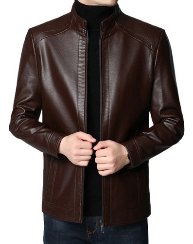 B Chaquetas Casuales Delgadas De Cuero De Pu For Hombres