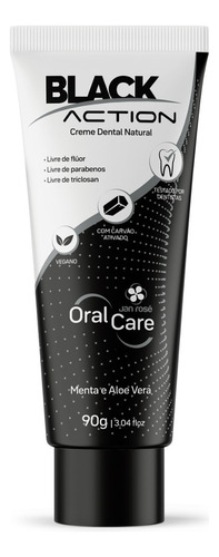 Creme Dental Black Action Menta e Aloe Vera 90g Jan Rosê