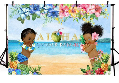 Aloha Género Reveal Baby Shower Telón De Fondo Verano...