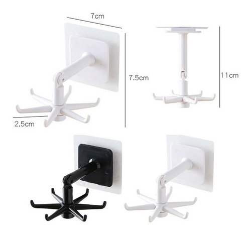 Imagen 2 de 10 de Gancho Plegable Autoadhesivo Rotación 360° Cocina Baño Pared