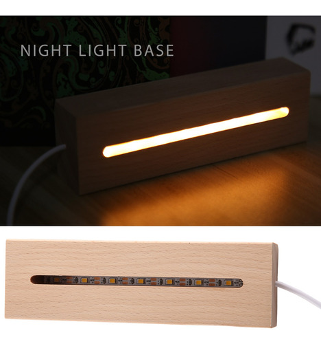 Base De Luz Retangular De Madeira, Base De Display Led De Ma