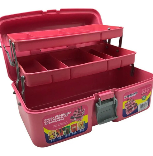 Maleta Para Pesca 2 Bandeja Rosa Arqplast