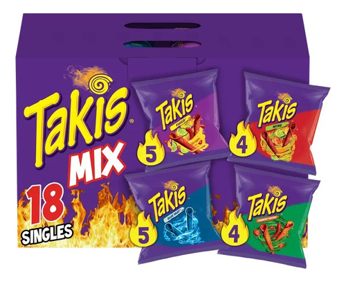 Takis Mix 18 Piezas Fuego Nitro Blue Heat Crunchy Fajitas