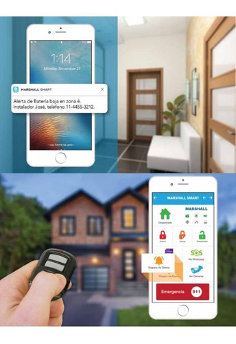 Imagen 5 de 10 de Kit Alarma Inalámbrica Wifi Marshall Ip App Domiciliaria