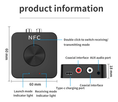 Receptor Bluetooth 5.0 Com 3d Surround Óptico Tv Adaptador