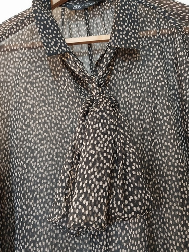 Blusa De Gasa Con Moño En El Frente Marca Zara Ts Nueva 