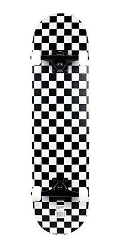 Patineta Krown Rookie Checker Skateboard, Negro / Blanco, 7.