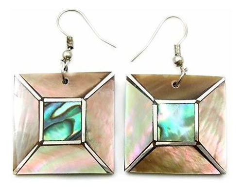 Natural Mother Of Pearl Abalone Shell Dangle Drop Earrings H