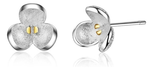 T Aros De Flor Tres Petalos Baño Plata / Todojoyas
