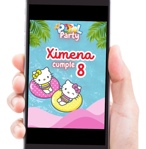Video Invitación Digital Hello Kitty Pool Party Albercada