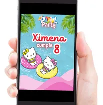 Comprar Video Invitación Digital Hello Kitty Pool Party Albercada