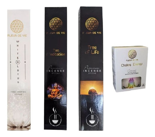 Kit De Inciensos Premium Fleur De  Vie  Meditacion  + Regalo