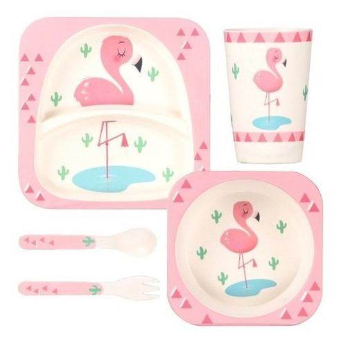 Set De Platos Para Comer De Bambú Para Bebe 5pza