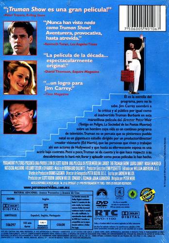 Dvd Truman Show ( Historia De Una Vida ) 1998 - Peter Weir