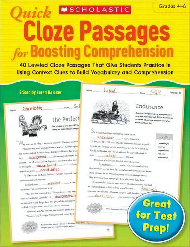 Quick Cloze Passages For Boosting Comprehension, Grades 4-6, De Karen Baicker. Editorial Scholastic Us, Tapa Blanda En Inglés